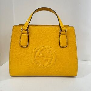 Gucci Interlocking GG Leather Handbag Yellow NEW
